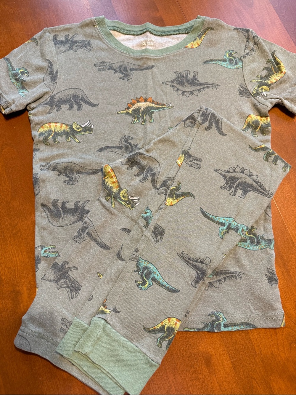 Carter's Green Short-Sleeve Dinosaur Pajama Set
